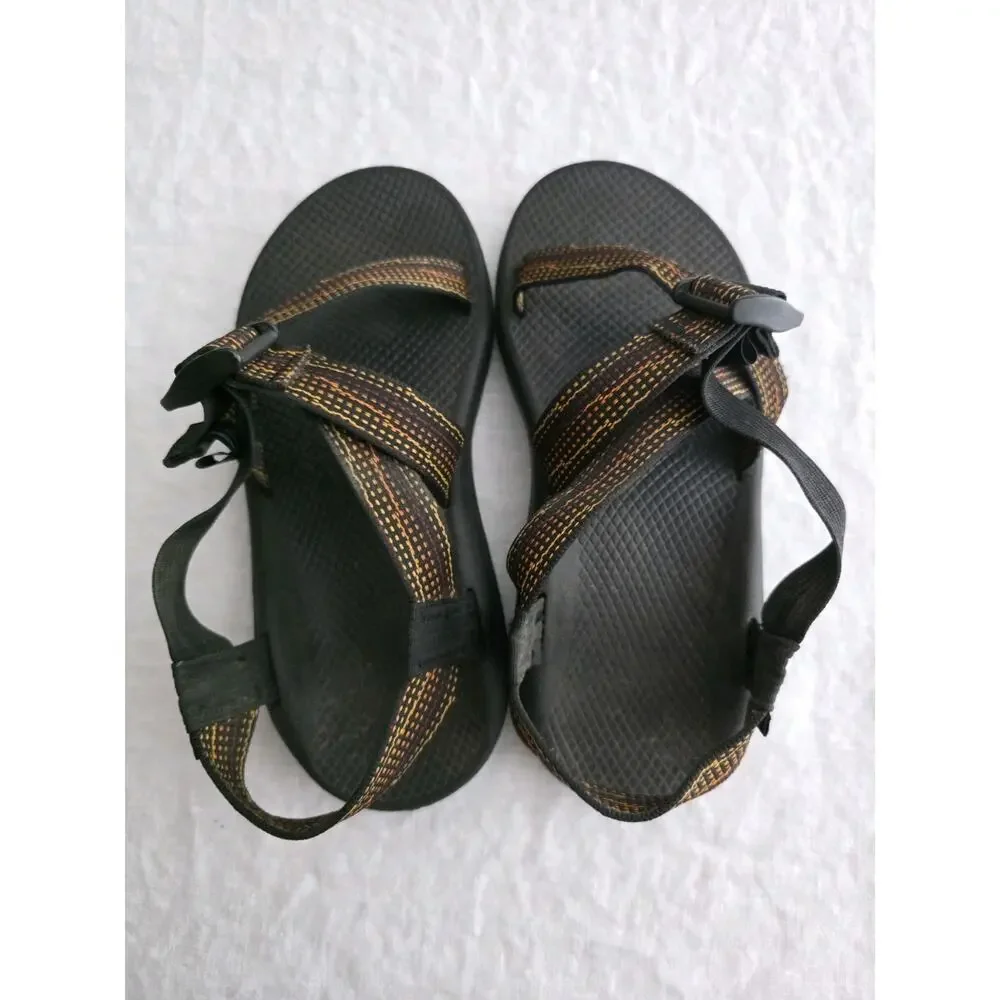 Chaco Z Cloud Men's Size 8 Black w/ Orange Yellow Rust Sandals